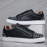 Fashion Men's Casual Shoes Leather Board Shoes for Men High Quality Classic Rivet Comfortable Breathable Male Vulcanized Shoes 1