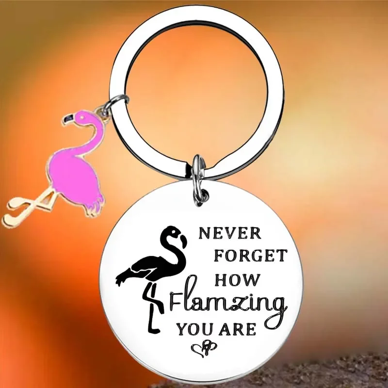 

Лидер продаж, вдохновляющее кольцо для ключей с фламинго, подвеска в виде животного для друзей, сестры, дочери, подруги, женщин, подарок на день рождения