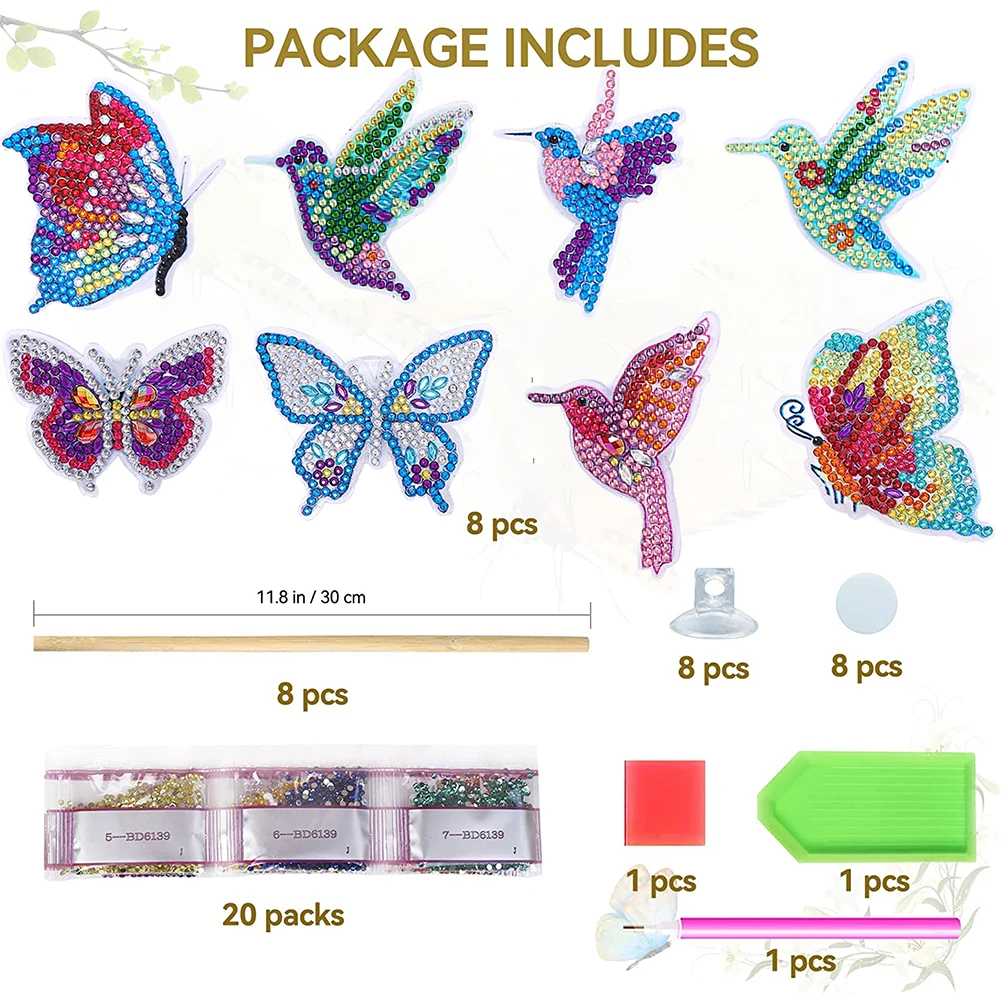 Diamond Art Stakes Butterfly Diamond Art Club Shining Vibrant Color for  Crafts