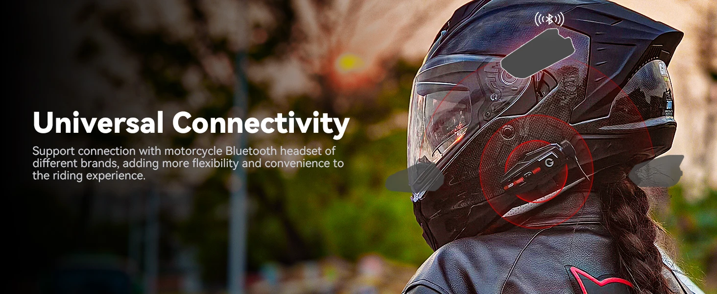 Motorrad Intercom Headset Bluetooth Wasserdicht Für 2 Fahrer_voghion.com