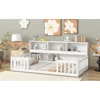 Twin Floor Bed with Bedside Bookcase,Shelves,Guardrails,White 6