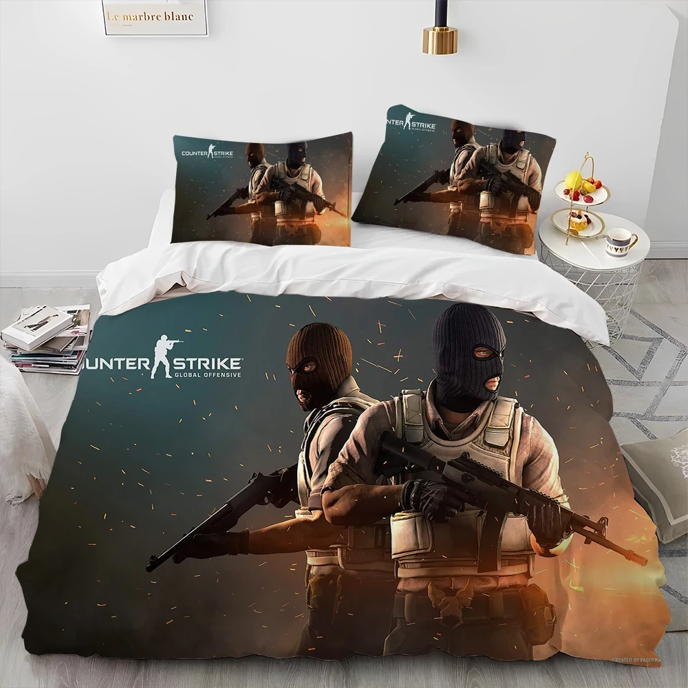 

CS GO,Game Gamer,Counter Strike Comforter Bedding Set,Duvet Cover Bed Set Quilt Cover Pillowcase,king Queen Size Bedding Set Kid