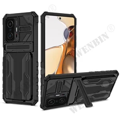 Anti - Shock Kickstand Bracket Case with Card Slot - Xiaomi Poco M4Pro 4G (Black)