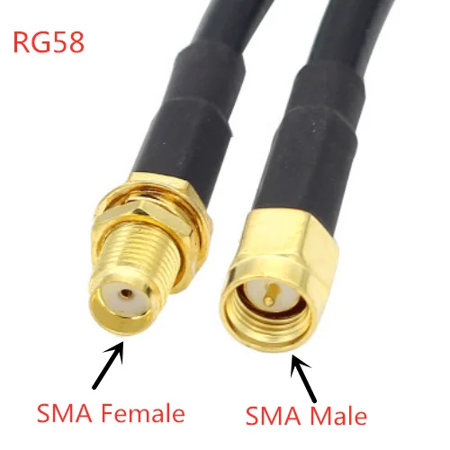 RG58 Cable 50 Ohm RP-SMA/SMA Male to SMA Male & Female connector Coaxial Extension Jumper Cable