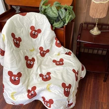 

INS Cute Cartoon Love Bear Rabbit Baby Quilt Thin Blanket Newborn Comforter Kindergarten Kids Lunch Break Bedding 150*200cm