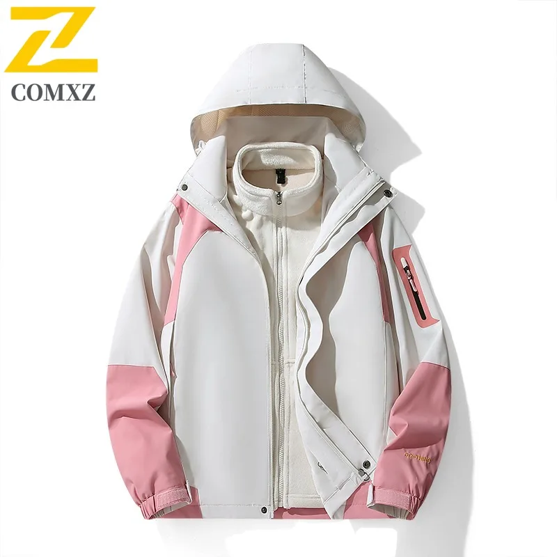 COMXZ Premium Classic Men Jacket 3-in-1 Outdoor Exploration Wind Resistant Motorcycle Coat Light Cozy Stylish Autumn Clothing