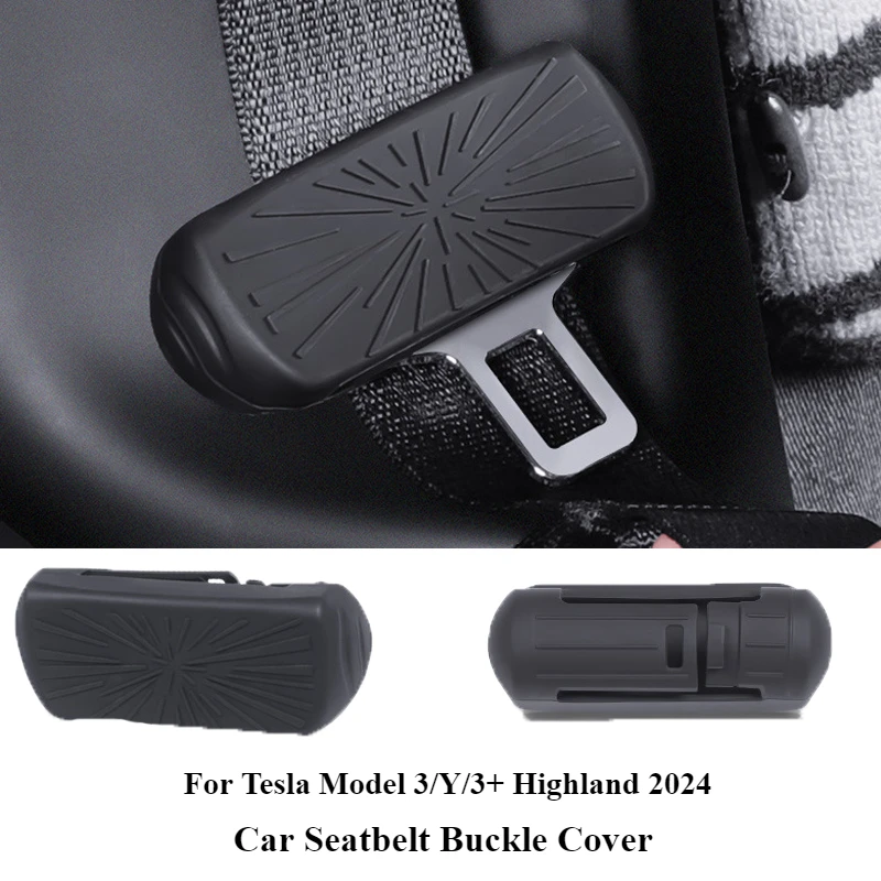 Car Seatbelt Buckle Cover for Tesla Model 3/Y/3+ Highland Silicone Seat Belt Buckle Protective Cover Interior Accessories