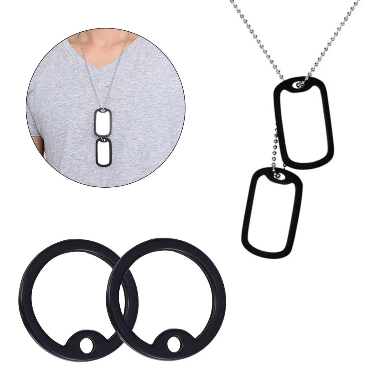 Baluue Pet Tag Dog Id Tag Silencers Rubber Silencers Dog Silicone Dogtag Black