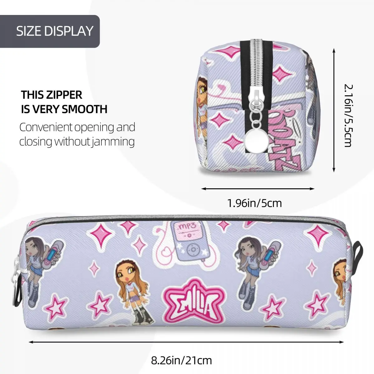 Hot Emilia Mernes Mp3 Pencil Case Pen Holder Bags Student Large Storage Students School Zipper Pencilcases
