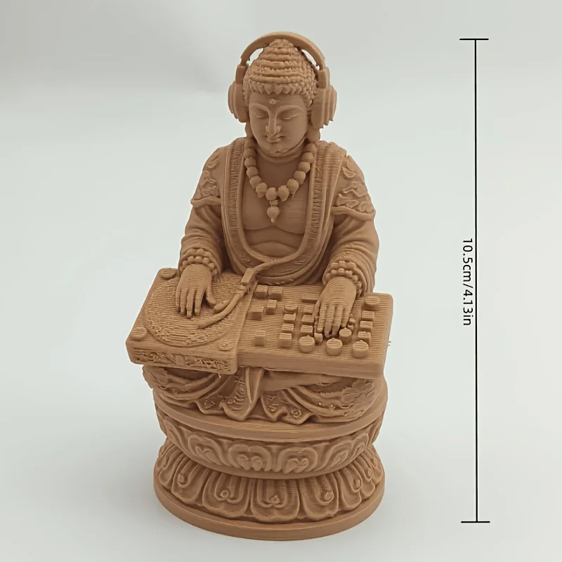 3D Printed DJ Buddha Figurine with Headphones - Creative Zen Desktop Decor Ornament & Party Gift