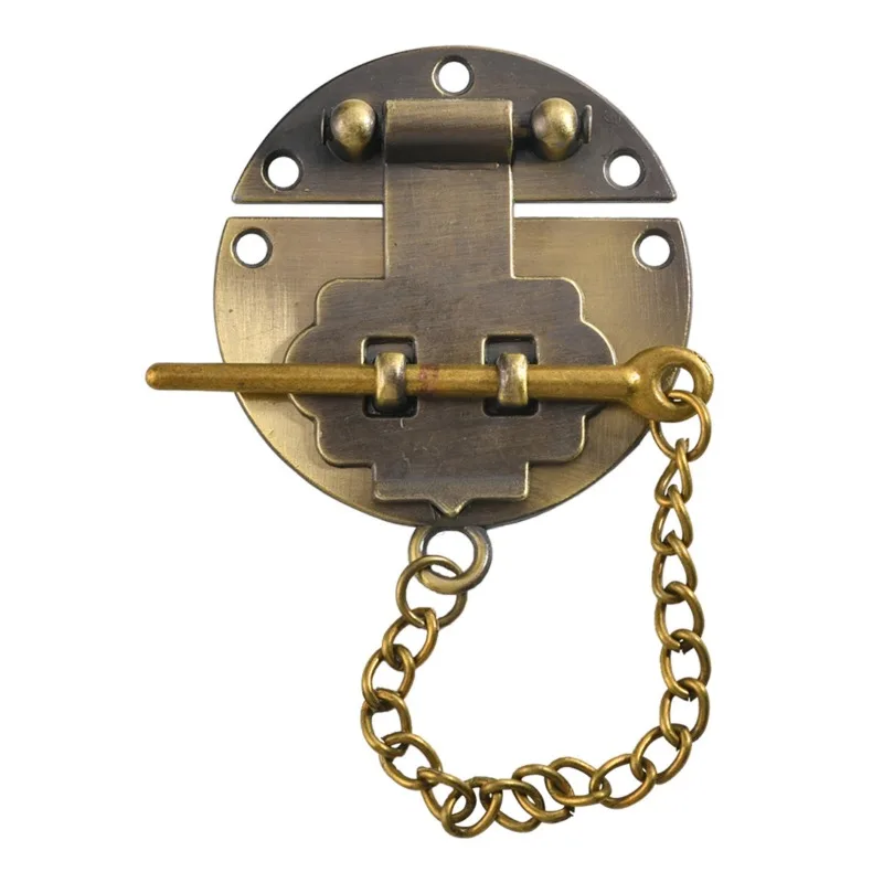 Round panel buckle Antique small buckle Zinc alloy lock padlock Iron leather box gift box wooden packing 1pcs