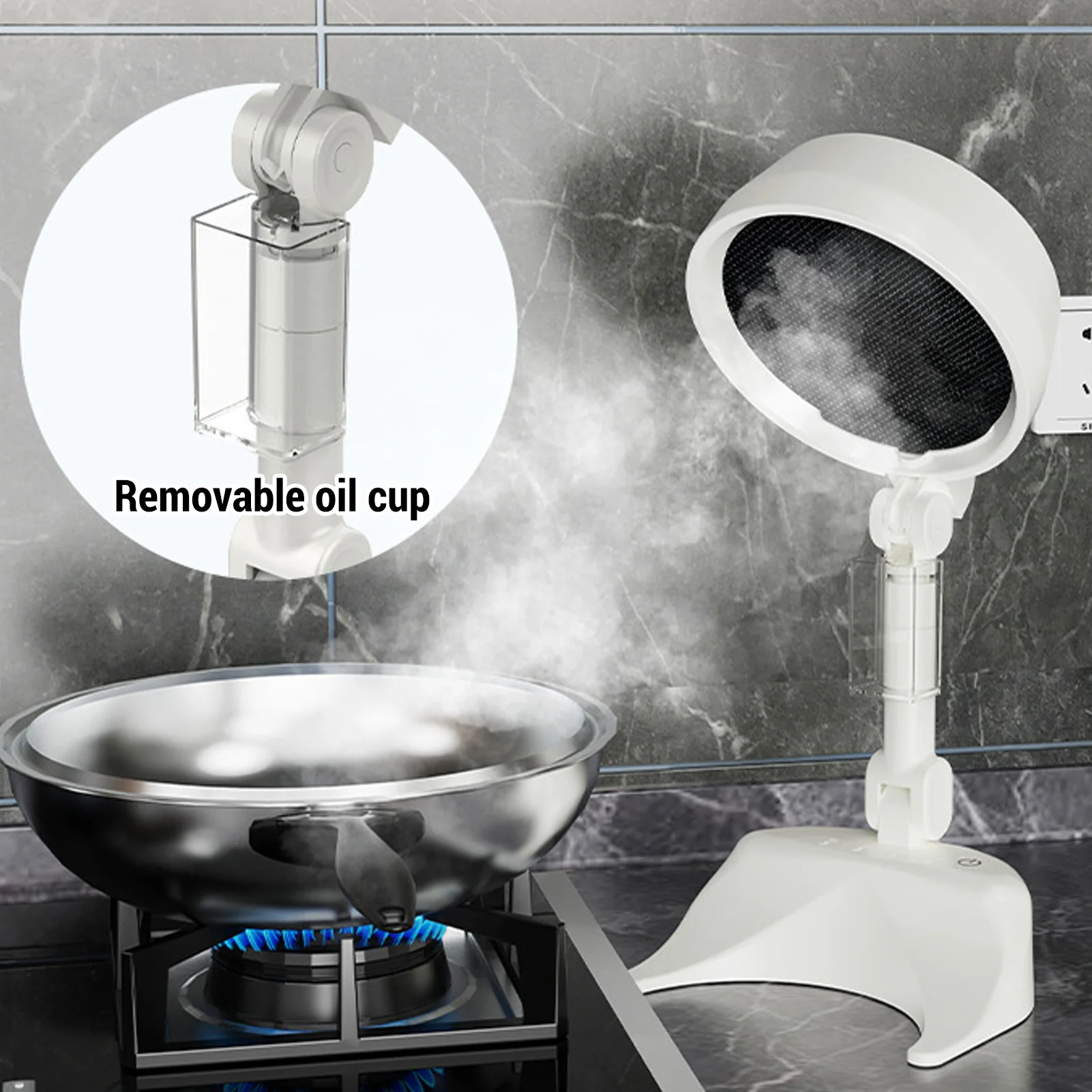 Desktop Cooker Hood Tabletop Range Hood 8W 3 Speed Strong Suction Low Noise Multifunction Foldable Portable Kitchen Exhaust Fan 4