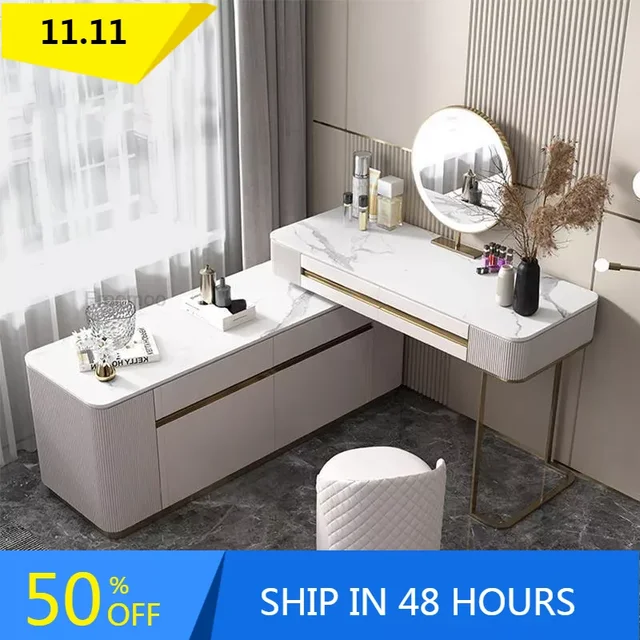 Solid Vanity Makeup Dressing Table Bedroom Mirror Comfortable Modern Luxury Dresser Tables Cabinets Kommode Vanity Accessories