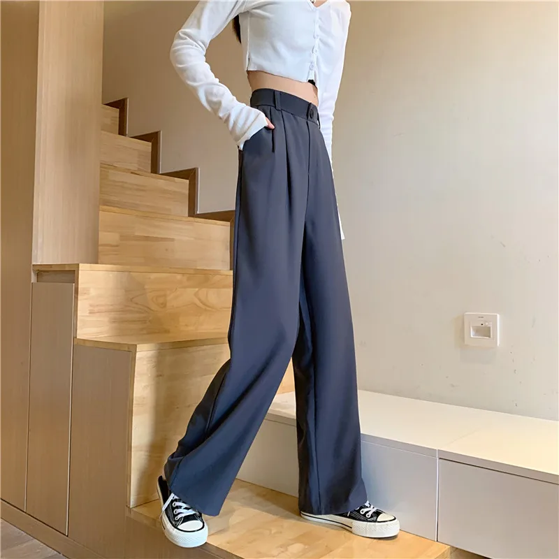 QTSUANNAI Women's Wide Leg Pants Trousers - Female Spring Autumn Formal  Suit Pants, Loose High Waist Drape Slim Straight-Leg Pants Fashion Casual  Trousers,Apricot,Xxl : : Fashion