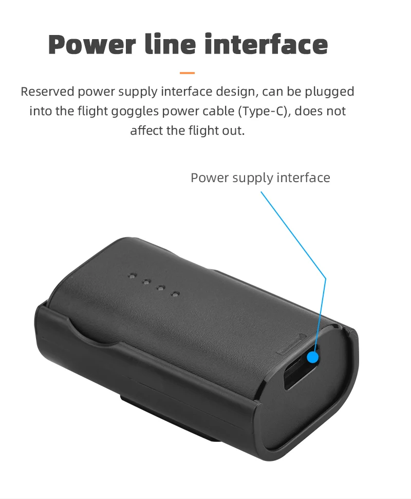 power supply interface design, can be plugged into the flight goggles power cable (Type