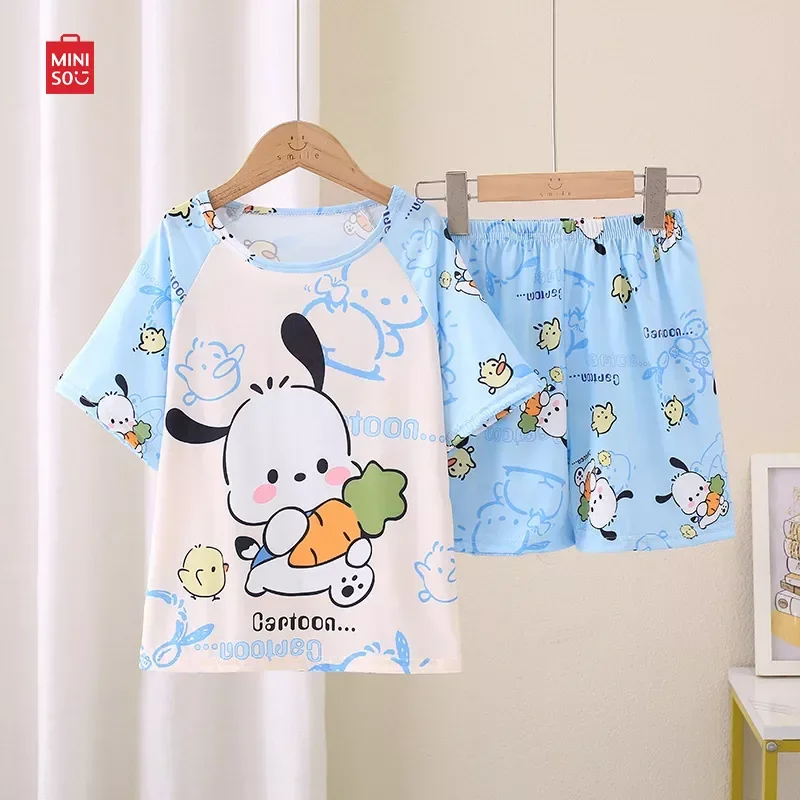

Miniso летние детские комплекты одежды из мультфильма понравило куроми Детская Повседневная футболка без рукавов + шорты комплект детской одежды