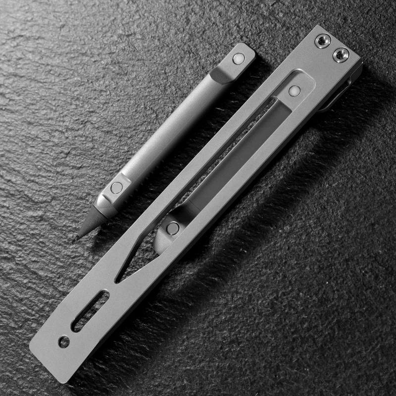 EDC Titanium Alloy Ultralight Metric Ruler With Magnetic Pencil Outdoor Portable Multi functional Tools