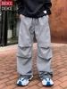 Vintage Mens Casual Pants Loose Fit Straight Trousers Drawstring High Street Hip Hop Personality New Spring Wide Leg Pants Male 1