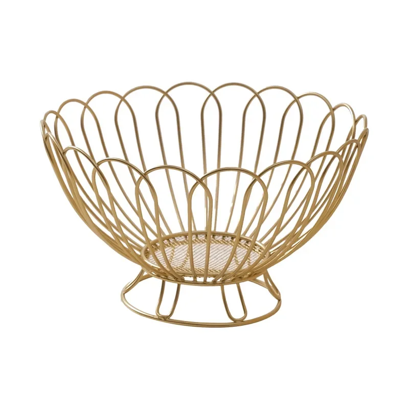 European Entry Lux Fruit Plate Creative Decorations Household Candy Snack Dish Living Room Iron Basket High Leg