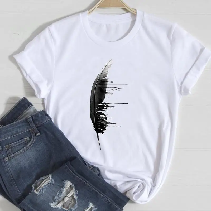 Clothing Floral Women Print European and American Short-sleeved T-shirt Women Clothing Tops Oversized T Shirt