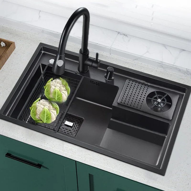 

Nano-stepped Outdoor Sink 304 Stainless Steel 3MM Thickness Fireclay Kitchen Sink For Coffee Shop Bar Pool With Drainer Control