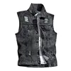 New 2024 Spring Autumn Men Lapel Denim Vest Mens Casual Sleeveless Jeans Jacket Male Streetwear Solid Color Waistcoat D706 6