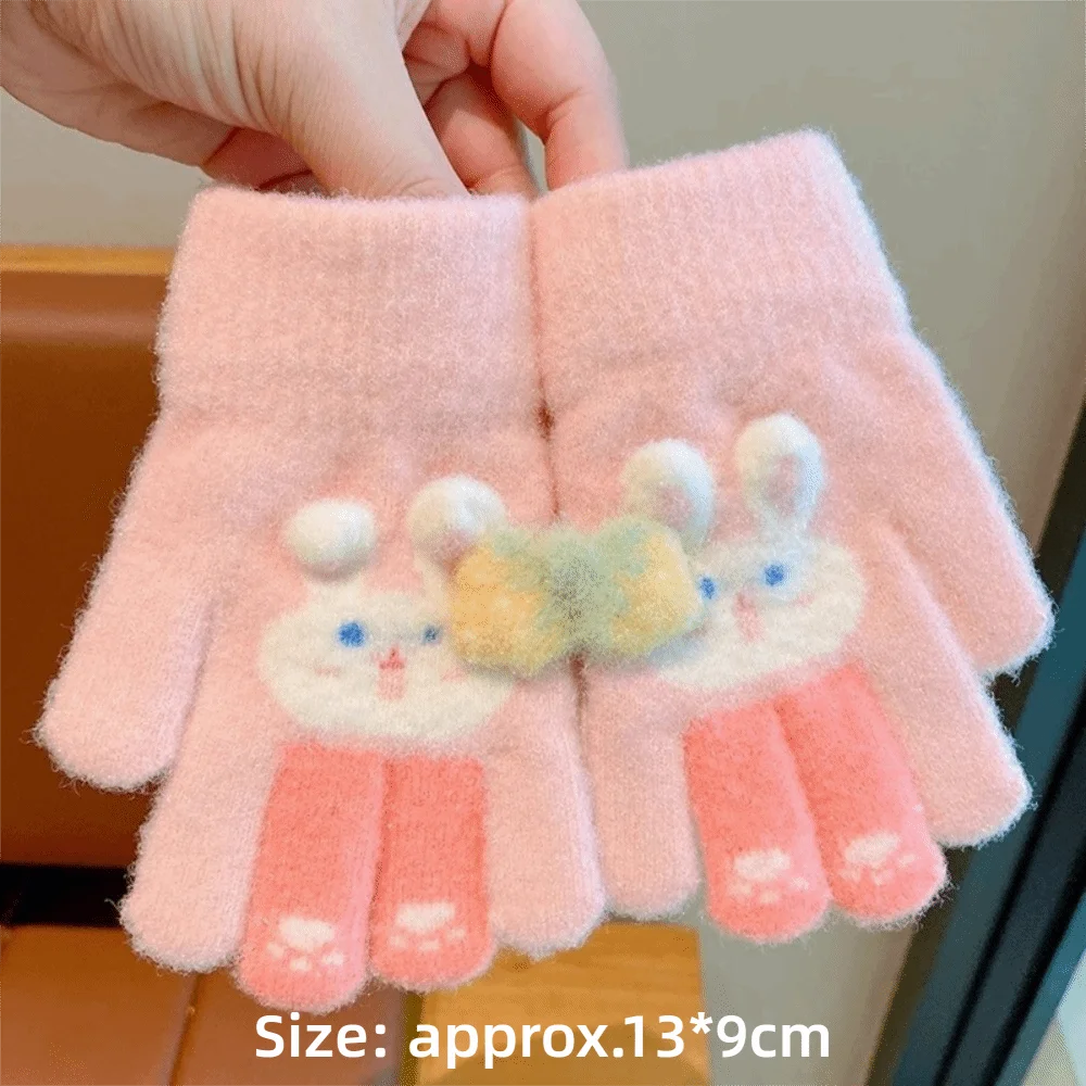 Knitted Winter Gloves for Kids Thickened Full Fingers