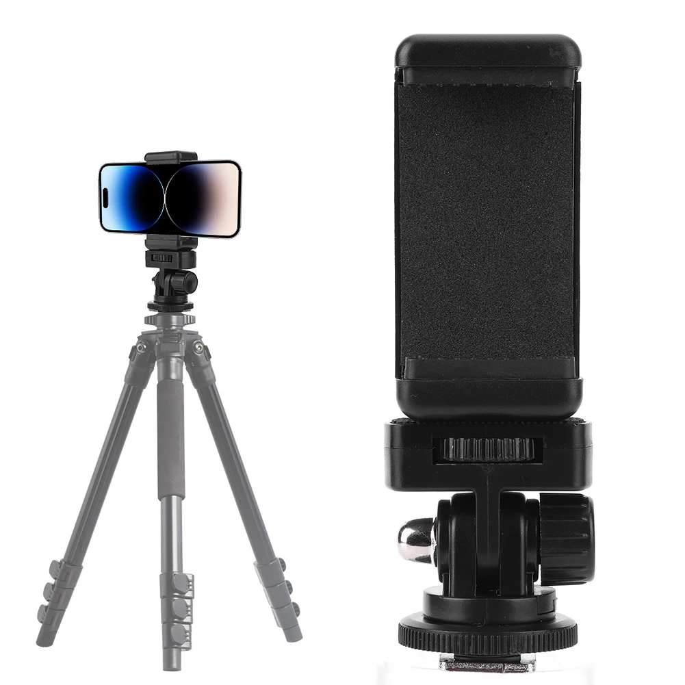 Camera Hot Shoe Phone Holder with Cold Shoe Mount Monitor Flexible Tripod Adapter Phone Tripod Holder Clip for iPhone Samsung