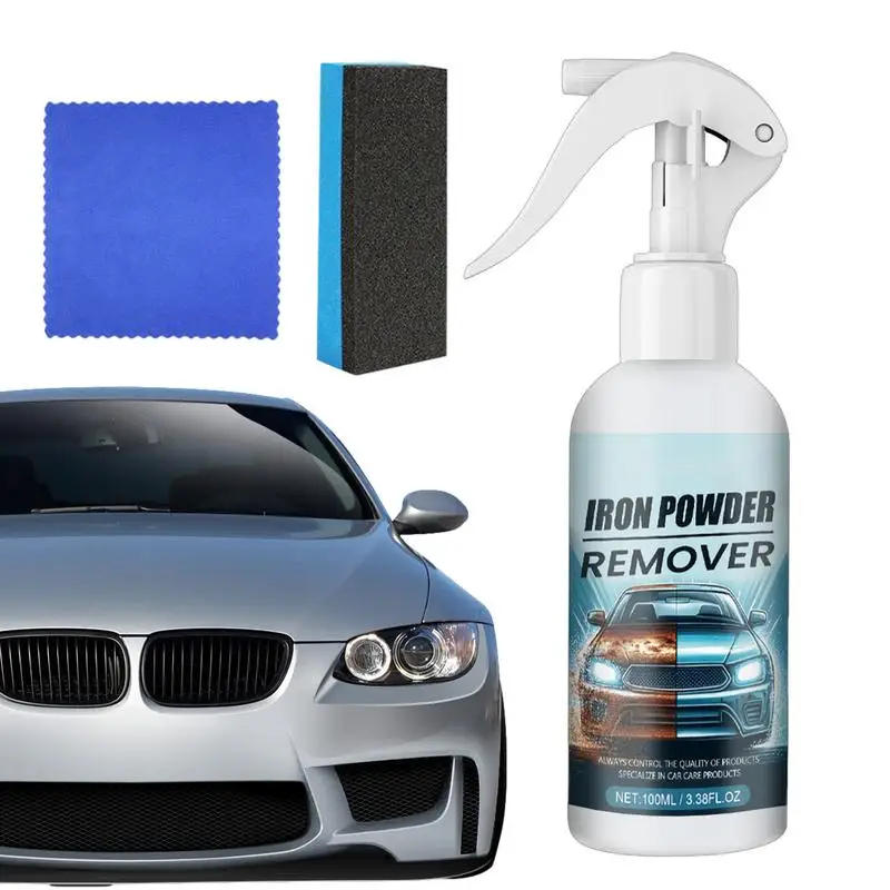 

Iron Remover Car Detailing 100ml Instant Stain Removal Agent Exterior Car Care With Towel And Sponge Auto Cleaning Tools For