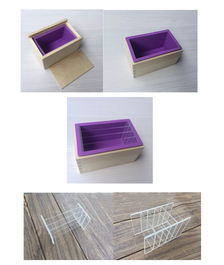 650ml 12.5*7*7.5cm Rectangle Silicone Soap Mold Wooden Box With Cover DIY Handmade Form Soap Craft Mousse Cake Toast Loaf Tools