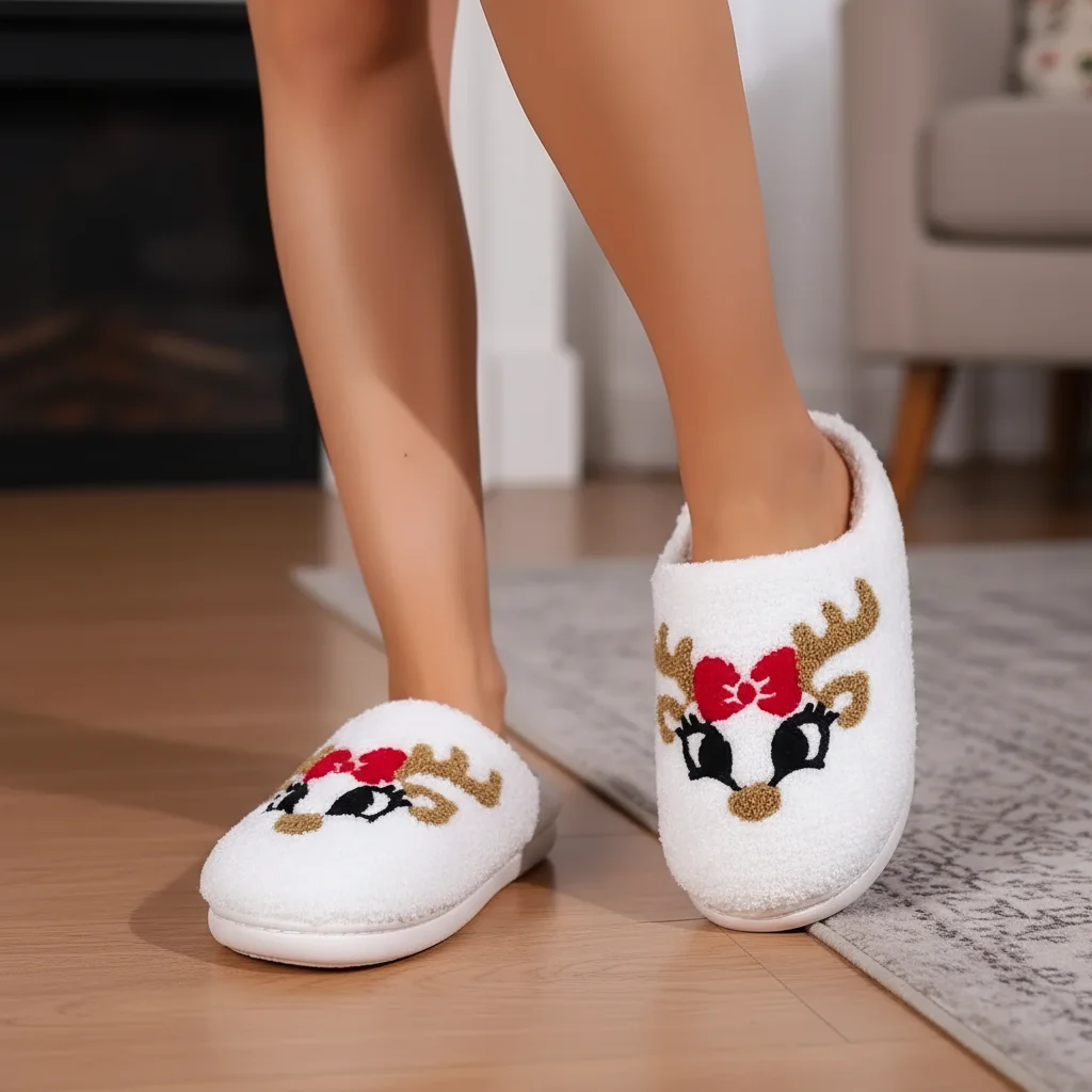 Cotton Christmas Slippers Non Slip Indoor Shoes