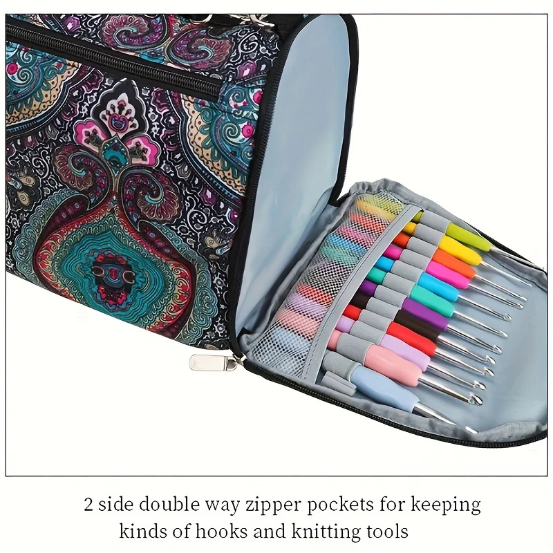 1PC Wool Woven Visible Oxford Cloth Crossbody Large Capacity Tool Storage Bag Hand Knitting Supplies Storage Bag