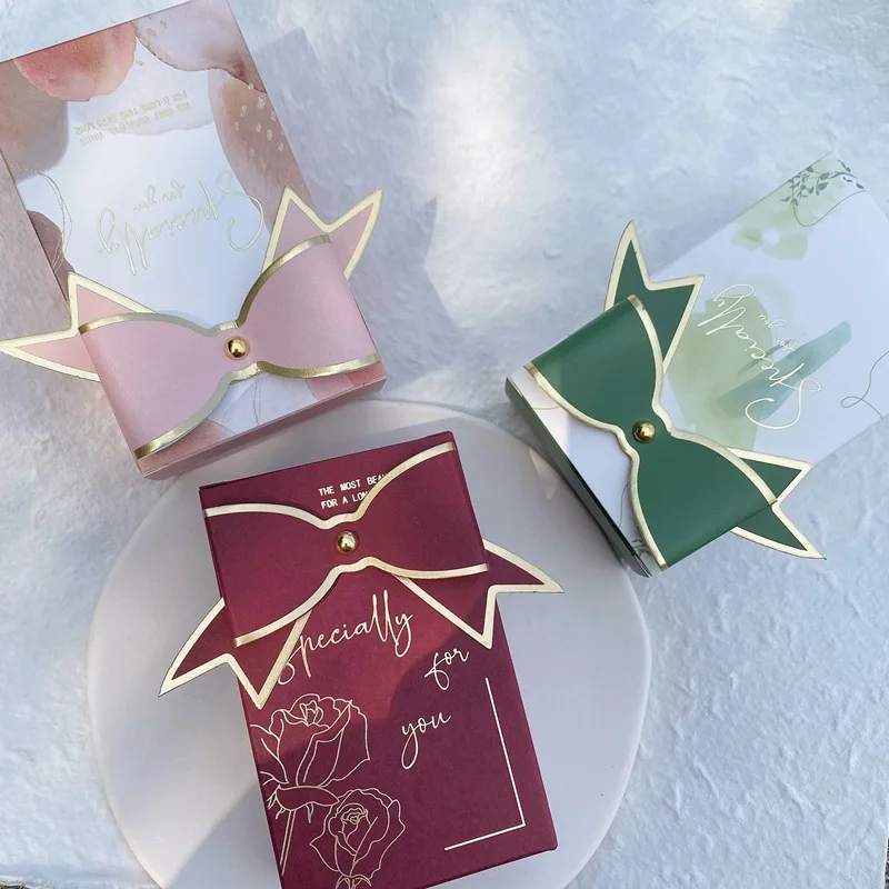 

30 шт. Свадебная коробка для конфет процесс горячего тиснения простой бант в европейском стиле с ручной подарочной упаковкой