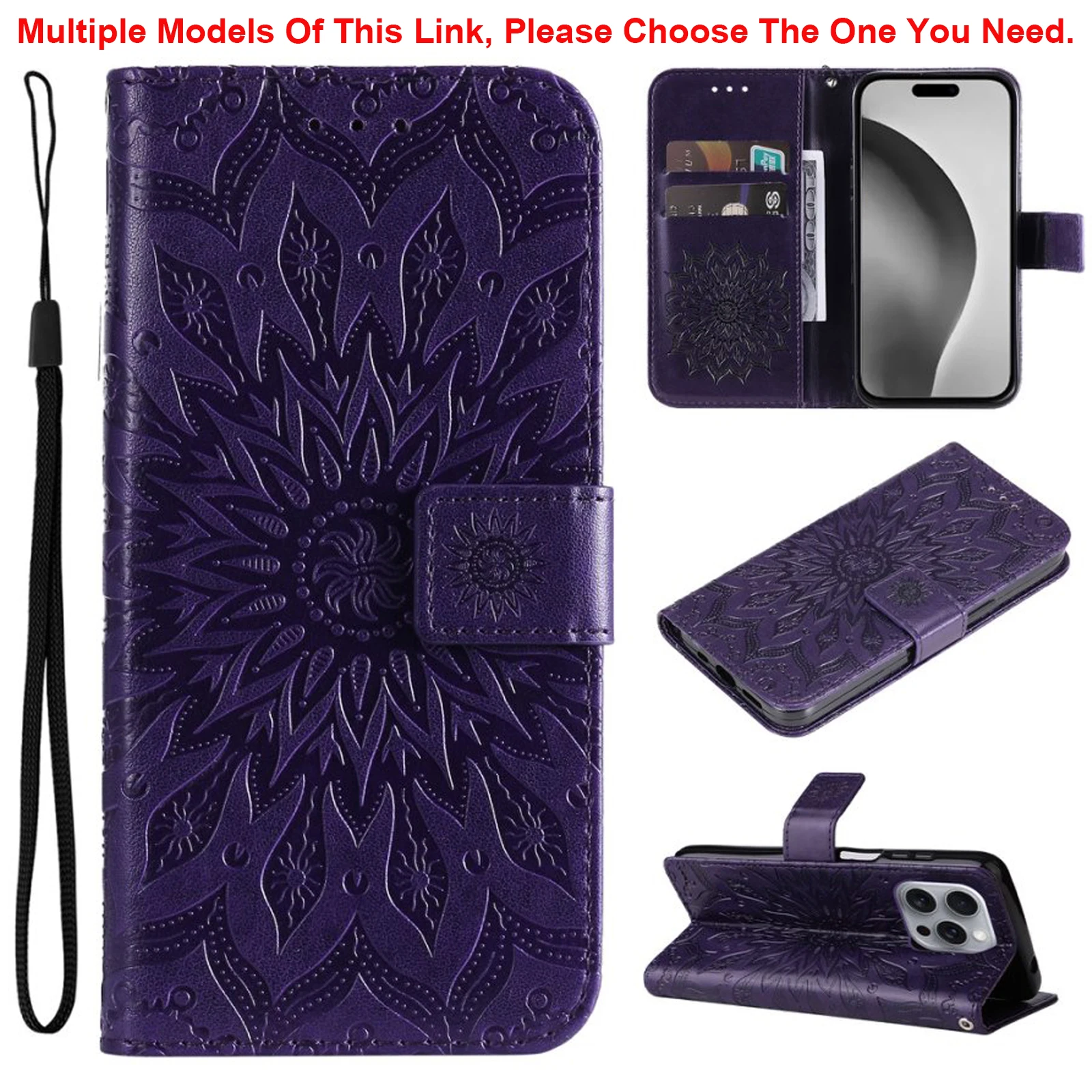 Sunflower Magnetic Wallet Leather Phone Case