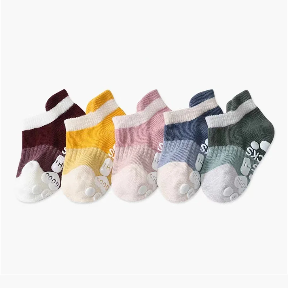 5 Pairs/Set Cute Baby Socks Glued Non Slip Low Top Socks For Infants Color Matching Kids Socks Baby Girl and Boys 16 S16158f2cb99f426695918012639d6f3b7