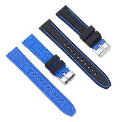 Deluxe Silicone Quick Release Watch Band - Durable Rubber Strap Replacement - 22mm (Black Blue - S)