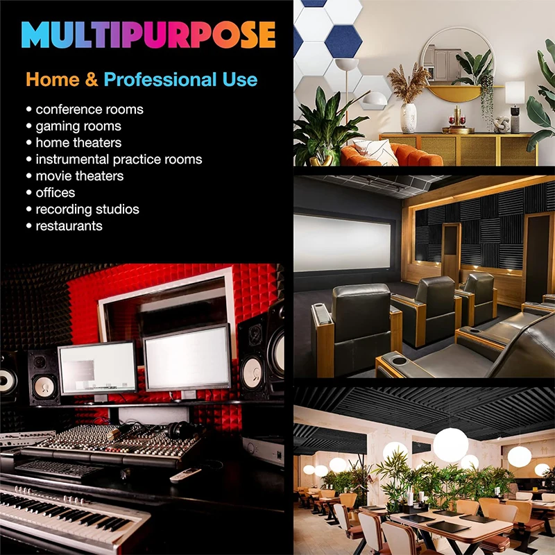 12 Pieces Of Sound Insulation Board, High-Density Sound-Absorbing Board Heat-Insulating Flame-Retardant Self-Adhesive Wall Board