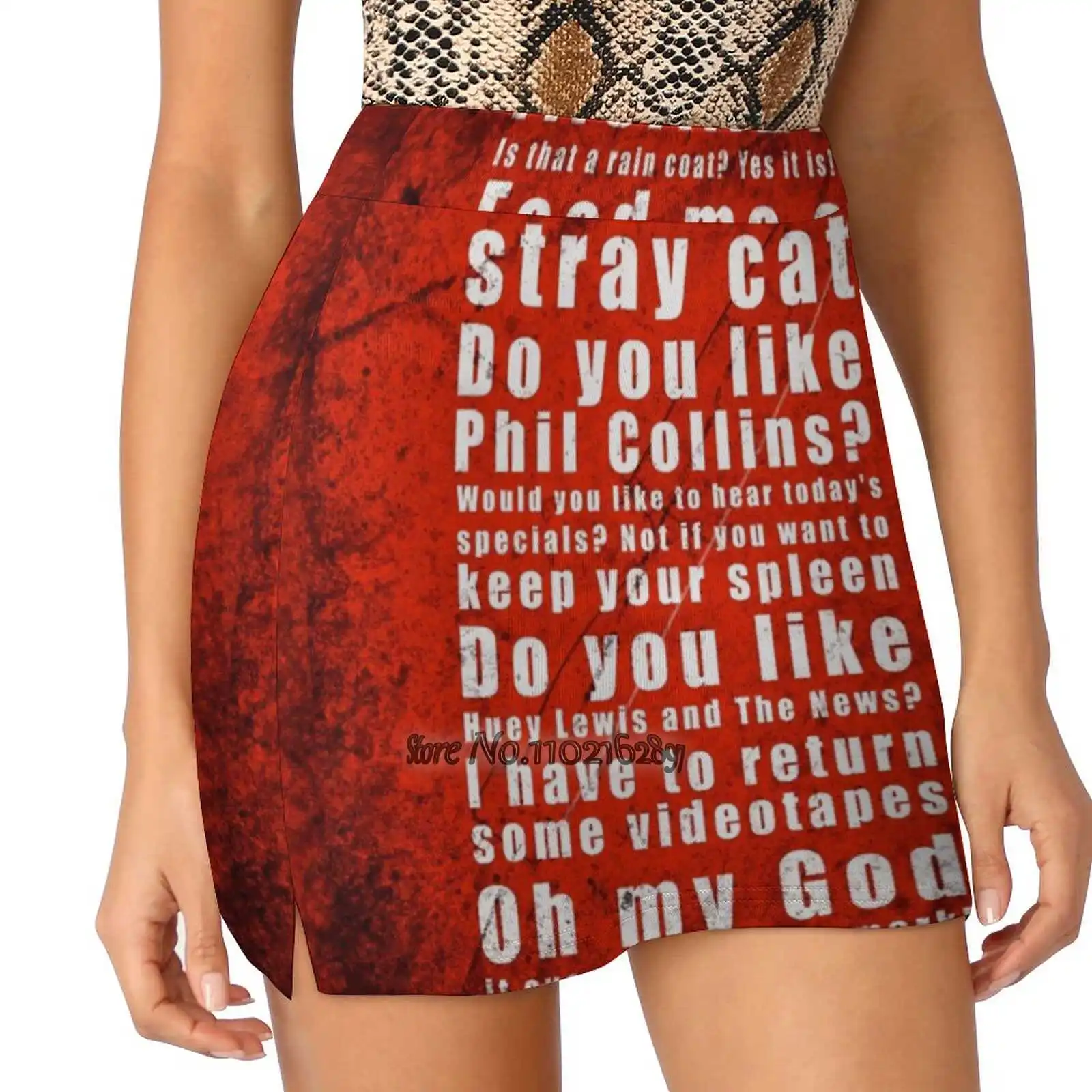 

Psychosius Women Sports Lining Skirt Tennis Dance Fitness Short Printed Skirts Film Films Movies Cult Movie Classic Words Red