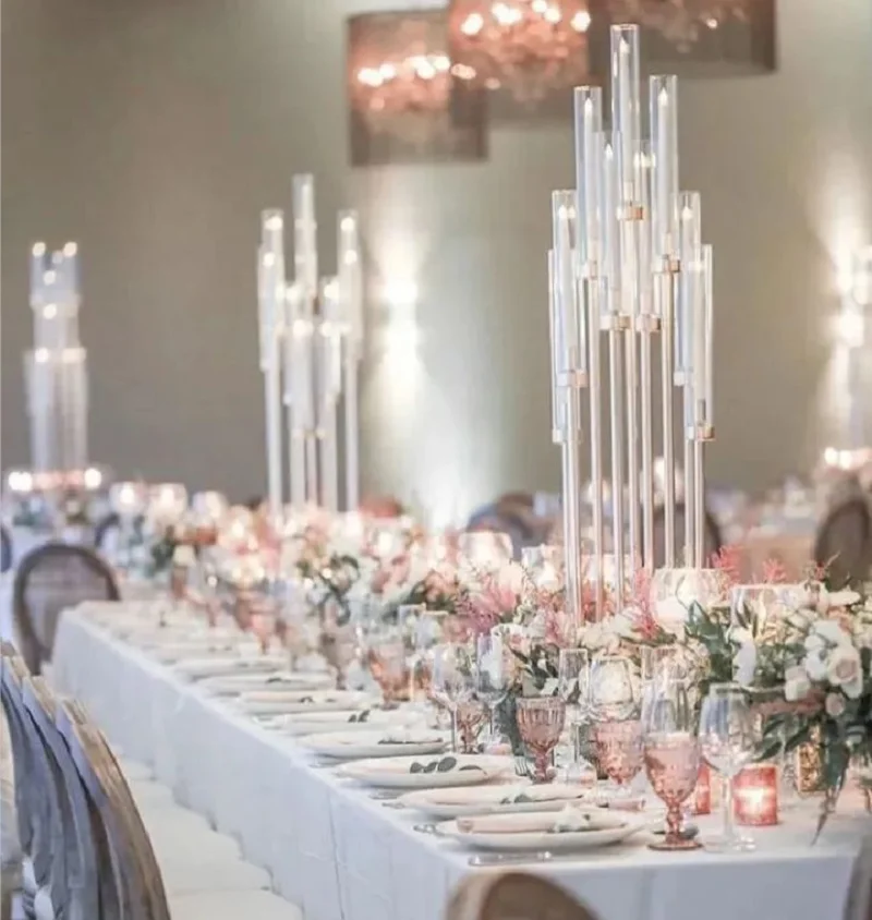 10 set Wedding Decoration Centerpiece Candelabra Clear Candle Holder