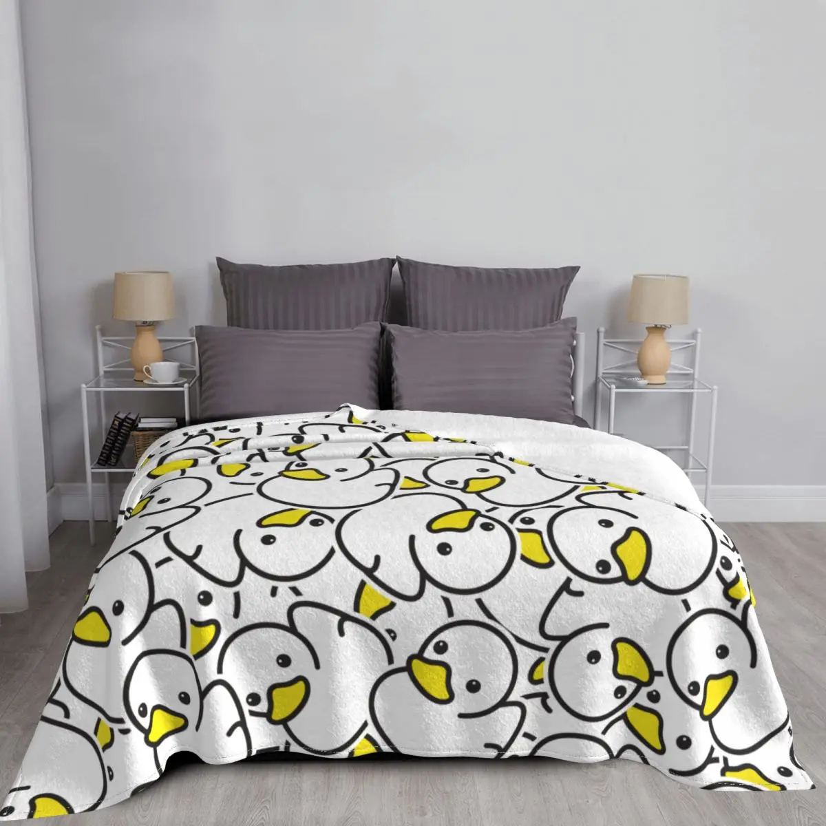 Cartoon Duck Pattern Blankets Fleece All Season Portable Warm Throw Blanket for Sofa Couch Rug Piece