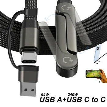 Cavo di ricarica 2-in-1 con supporto - Cavo di ricarica rapida da 240W con supporto per telefono integrato, da USB Type-C a USB-C, con funzione PD e supporto per telefono