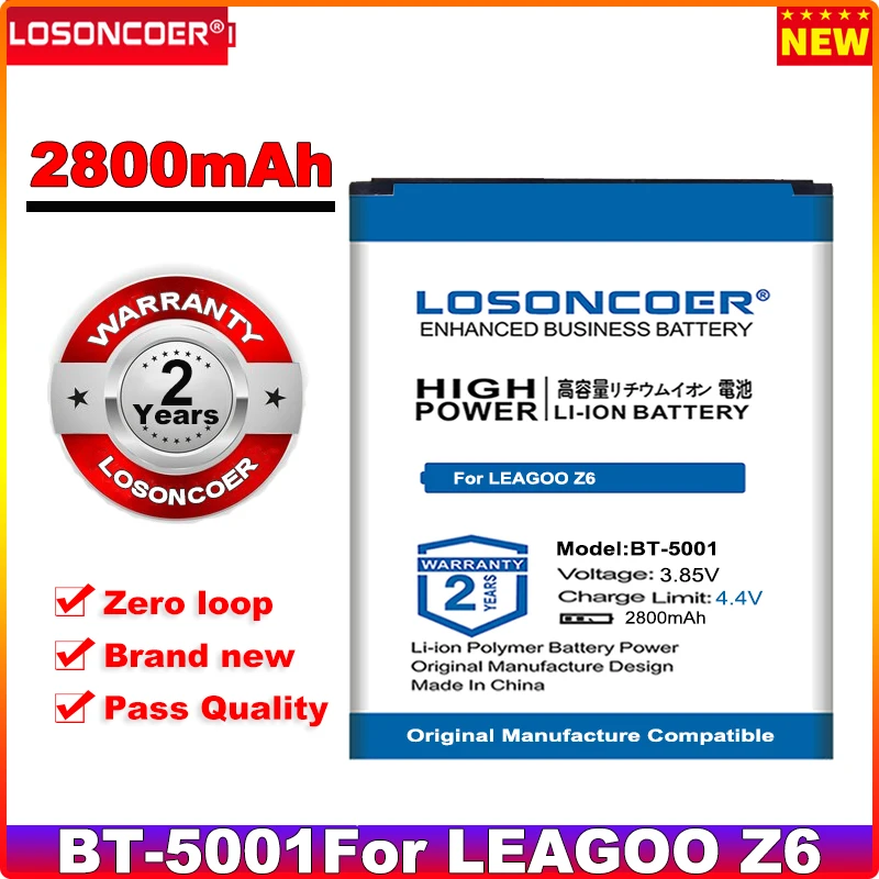 

LOSONCOER 0 Cycle 100% New 2800mAh BT-5001 Battery for LEAGOO Z6 in stock