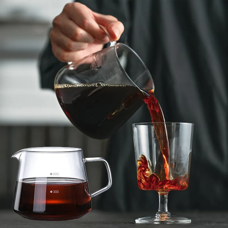 Coffee Server Glass Coffee Pot Heat Resistant Glass Kettle Sharing Pot 600/300ml Pour Over Espresso Maker Accessories