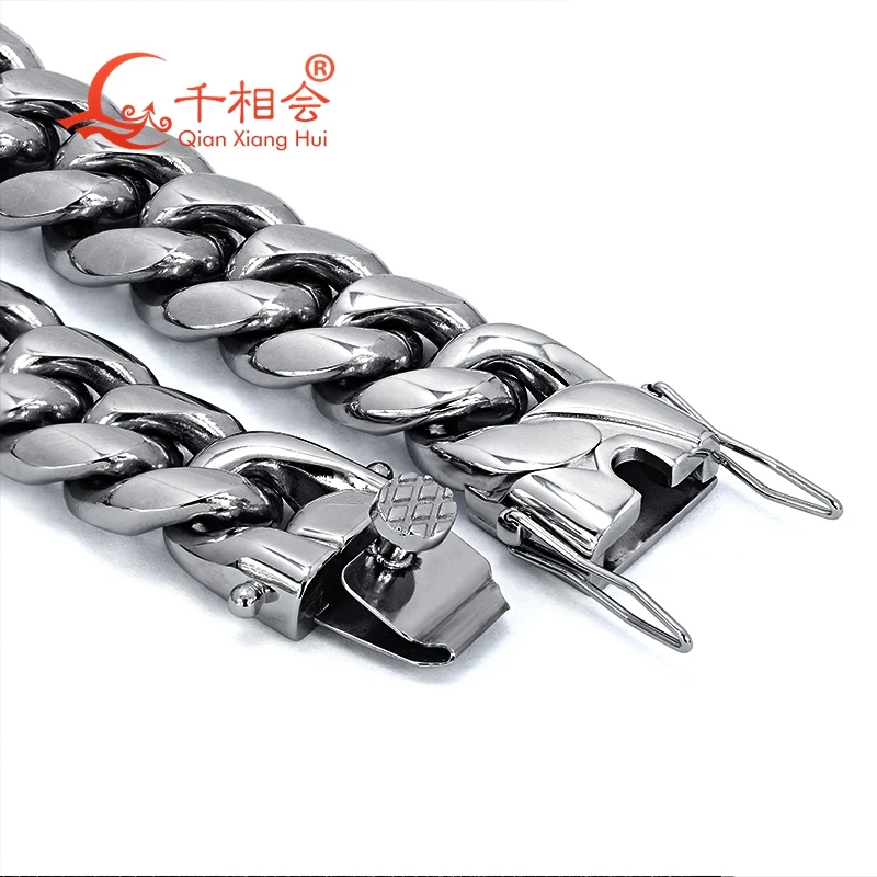 14mm Bracelet Punk Heavy boy Polished S925 silver hip hop Men Curb Cuban Link Chain Or Choker Jewelry  Smooth surface