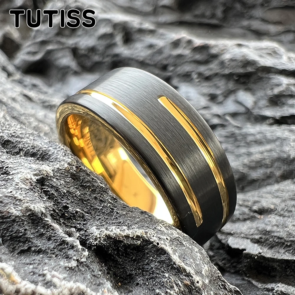 TUTISS 8mm Two Colors Cool Men Women Ring Tungsten Wedding Band With Special Groove Finish Comfortable Fit taimy velvet jewelry ring box jeweler s special ring jewelry display storage boxes valentine day wedding engagement gift custom