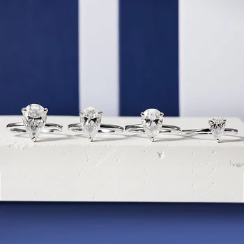 1-4 Carat Pear Cut D Color Moissanite Rings 925 Sterling Silver Waterdrop Diamond Ring Engagement Wedding Bands Jewelry with GRA 4