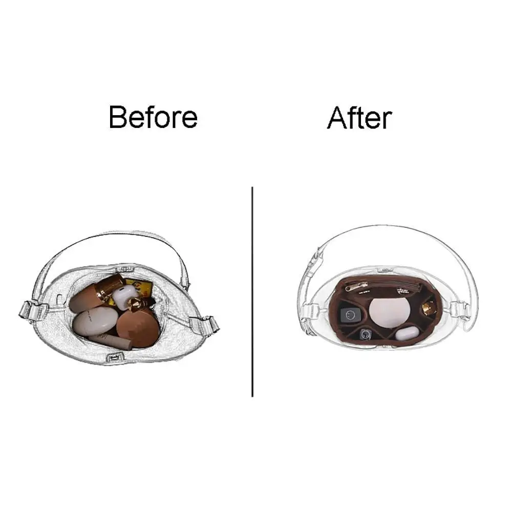 New Felt Bucket Bag Insert Bag Multi-Pocket Mini Bag Organizer Storage Bags for Rally Movement Bag/Picotin18/22