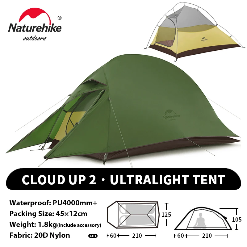 Naturehike Cloud Up 1 2 3 Person Camping Tent Ultralight