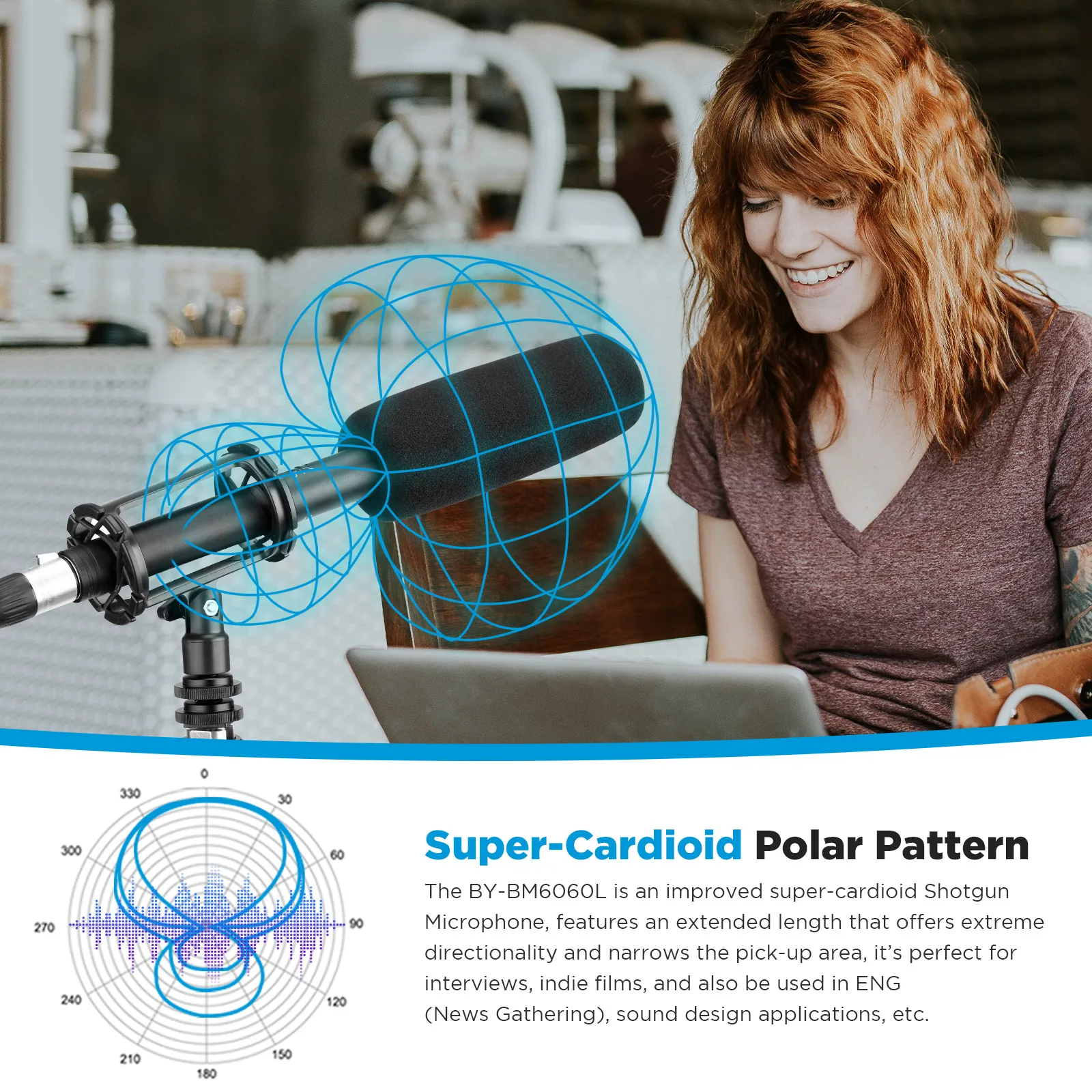 BY-BM6060L Professional Shotgun Microphone Voice Recorder Audio Interface Home Studio for Canon Nikon Sony Filmmaking Interviews