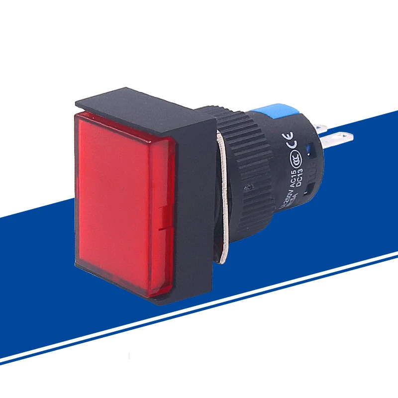 thumbnail image 1 of Interruptor pulsador de plástico con enclavamiento/momentáneo ABILKEEN de 16 mm, interruptor pulsador de cabeza plana rectangular de 24 x 18 mm con iluminación LED, 1 of 5